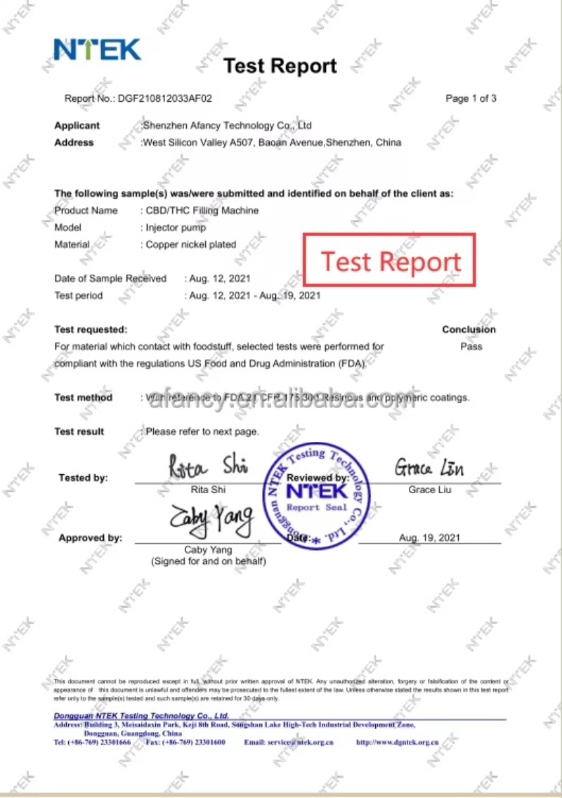 Cartridge Filling Machine Manufacturer Certificates